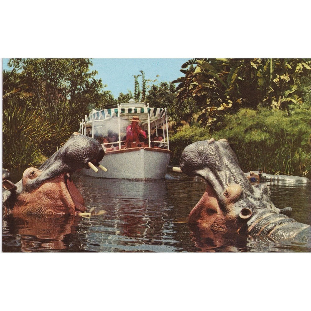 Disneyland Jungle Cruise Postcard 01110420 Hippos Vintage Retro Travel